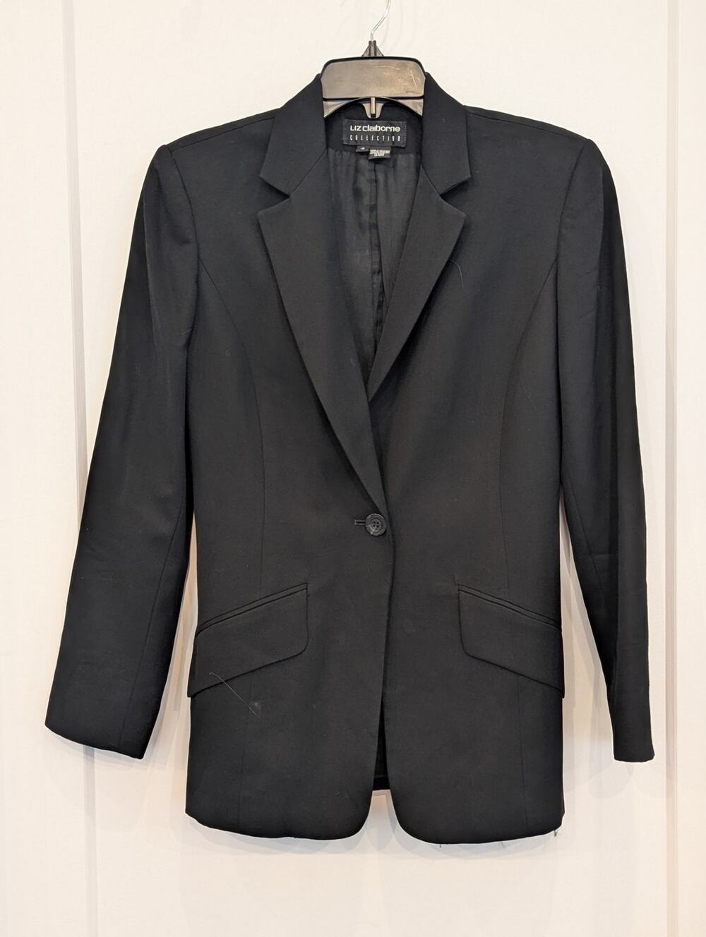 Liz Claiborne Collection Women 4 Black 100% Wool Blazer Professional Career